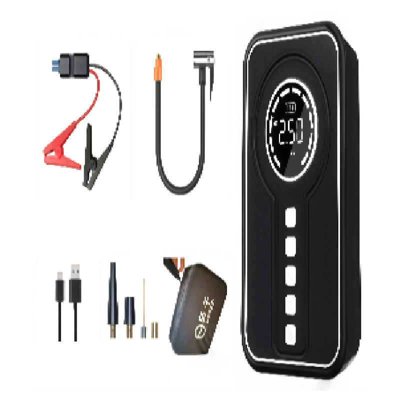 JL-002 Черный автомобильный аварийный пусковой блок питаниянасос для накачивания